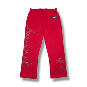 Civil Regime Concrete Stone Wide Leg Cargo Red Fleece Jogger Pants Men's 3XL NWT